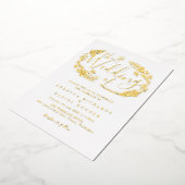 Elegant Script Foliage Wedding Gold Foil Invitatio Folie Uitnodiging (Gedraaid)