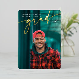 Elegant Script Folie Afstuderen Fotoaankondiging Folie Uitnodiging