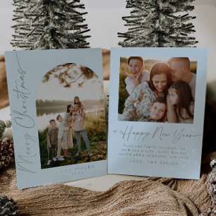 Elegant Script Folie Arch Photo Family Holiday Kaa Folie Feestdagenkaart