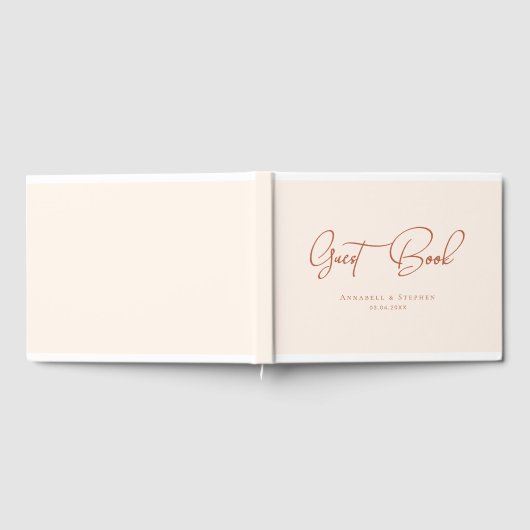Elegant, Script Font, Beige Bruiloft Gastenboek (Volledig)