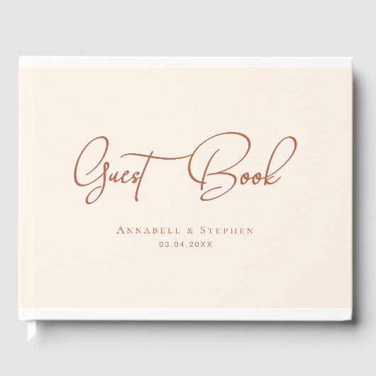 Elegant, Script Font, Beige Bruiloft Gastenboek (Voorkant)