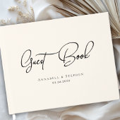 Elegant, Script Font Beige Wedding  Gastenboek