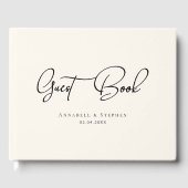 Elegant, Script Font Beige Wedding  Gastenboek (Voorkant)