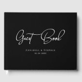 Elegant Script Font Black Wedding Gastenboek (Voorkant)