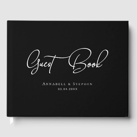 Elegant Script Font Black Wedding Gastenboek (Voorkant)