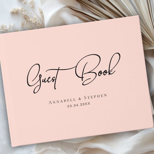 Elegant Script Font Blush Pink Wedding  Gastenboek