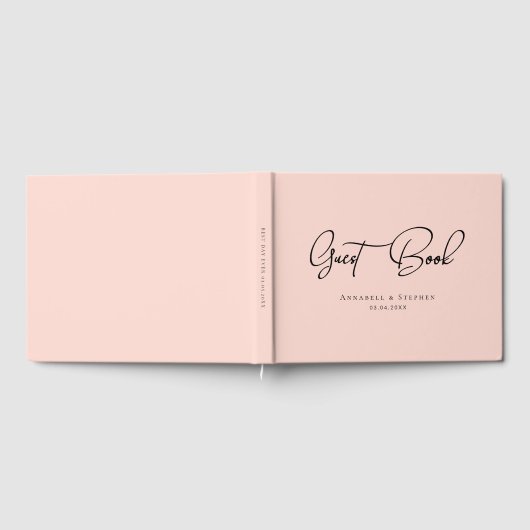 Elegant Script Font Blush Pink Wedding Gastenboek (Volledig)