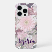 Elegant Script Font Custom Name Soft Floral  iPhone Hoesje (Achterkant)