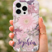 Elegant Script Font Custom Name Soft Floral  iPhone Hoesje