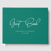 Elegant, Script Font, Green Wedding Gastenboek (Voorkant)