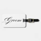 Elegant script font groom bagagelabel honeymoon (Voorkant horizontaal)