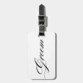 Elegant script font groom bagagelabel honeymoon (Voorkant verticaal)