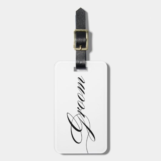 Elegant script font groom bagagelabel honeymoon (Voorkant verticaal)