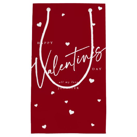 Elegant Script Font + Hearts Valentijnsdag Klein Cadeauzakje (Voorkant)