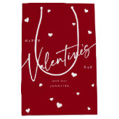 Elegant Script Font + Hearts Valentijnsdag Medium Cadeauzakje (Voorkant)