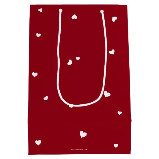 Elegant Script Font + Hearts Valentijnsdag Medium Cadeauzakje (Achterkant)