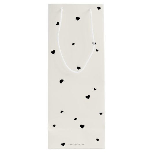 Elegant Script Font + Hearts Valentijnsdag Wijn Cadeautas (Achterkant)