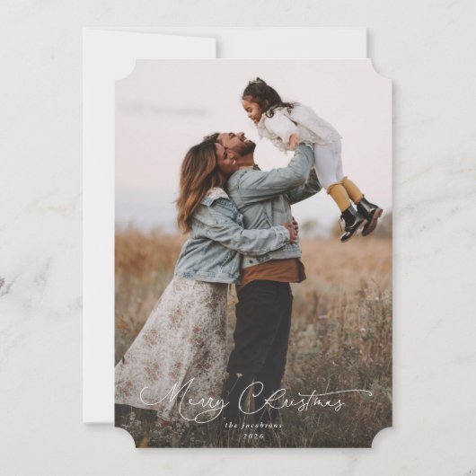 Elegant Script Font Merry Christmas Photo Feestdagenkaart (Voorkant)