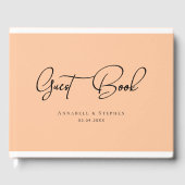 Elegant, Script Font, Perzik bruiloft Gastenboek (Voorkant)