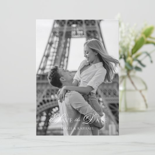 Elegant Script Font Photo Save the Date (Staand voorkant)