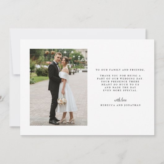 Elegant Script Font Trouwfoto Dank u kaart (Achterkant)