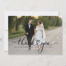 Elegant Script Font Trouwfoto Dank u kaart