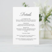 Elegant Script Formele Witte Bruiloft Details Informatiekaartje (Staand voorkant)