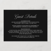 Elegant Script Formele Zwarte Bruiloft Gast Detail Informatiekaartje (Voorkant)