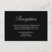Elegant Script Formele Zwarte Bruiloft Receptie Informatiekaartje (Voorkant)