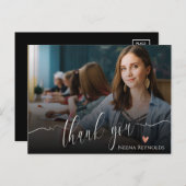 Elegant Script Foto Afstudeer Dankjewel Briefkaart (Voorkant / Achterkant)