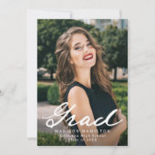 Elegant  Script Foto Afstudeerfeest Kaart (Voorkant)