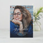 Elegant Script Foto Afstudeerfeest  Kaart (Staand voorkant)