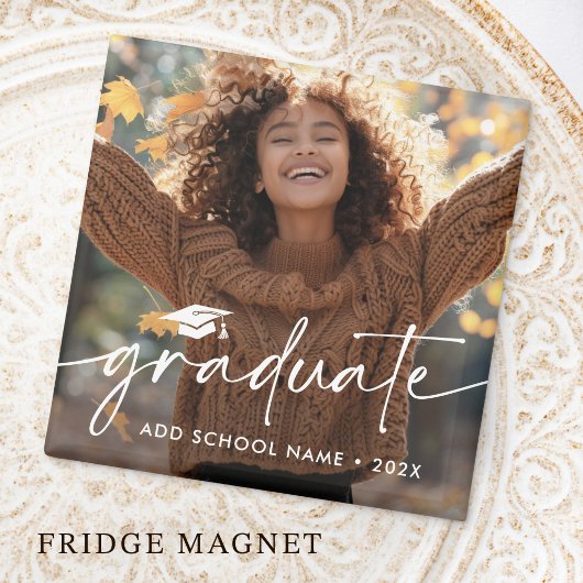 Elegant script & foto afstudeerjaar school magneet