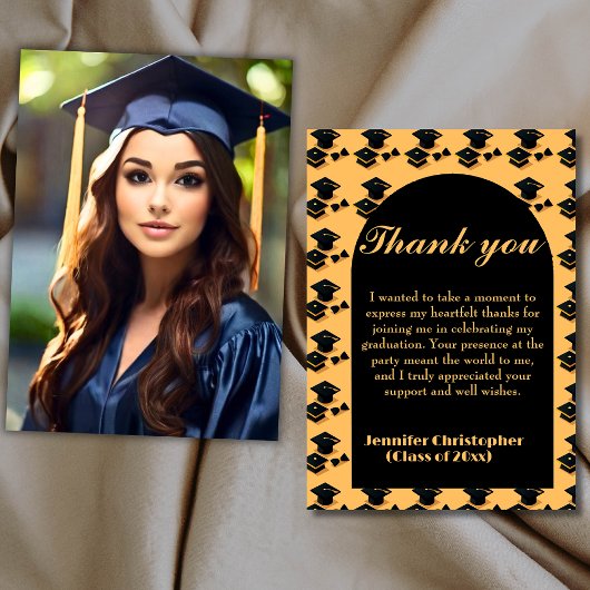 Elegant Script foto Afstuderen 2026 Dank je wel Bedankkaart