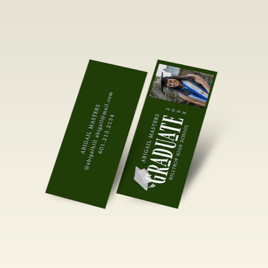 Elegant Script Foto Afstuderen Naam Kaart Mini Visitekaartje
