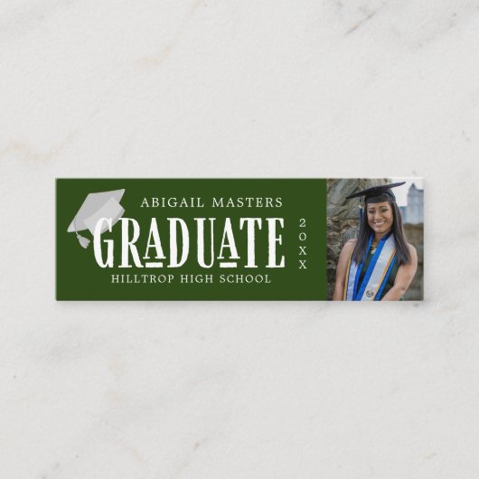 Elegant Script Foto Afstuderen Naam Kaart Mini Visitekaartje (Voorkant)