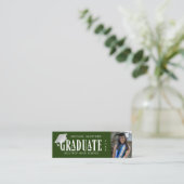 Elegant Script Foto Afstuderen Naam Kaart Mini Visitekaartje (Staand voorkant)