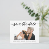 Elegant Script Foto Betrokkenheid Bewaar De Datum Briefkaart (Staand voorkant)