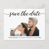 Elegant Script Foto Betrokkenheid Bewaar De Datum Briefkaart (Voorkant)