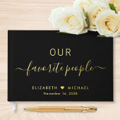 Elegant Script Foto Black Wedding Gastenboek