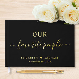 Elegant Script Foto Black Wedding Gastenboek