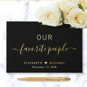 Elegant Script Foto Black Wedding Gastenboek