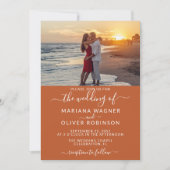 Elegant Script Foto Boho Terracotta Wedding Kaart (Voorkant)