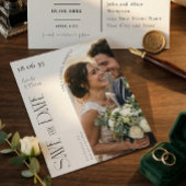Elegant Script Foto Boog Huwelijk Save The Date Briefkaart