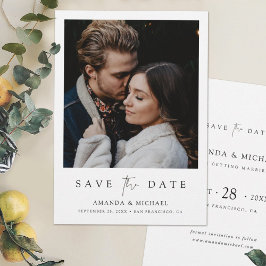 Elegant Script Foto Bruiloft Bewaar de Datum Uitno Save The Date