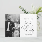 Elegant Script Foto Bruiloft Dank u kaart (Staand voorkant)