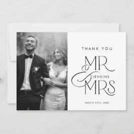 Elegant Script Foto Bruiloft Dank u kaart