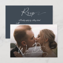 Elegant script foto bruiloft minimaal modern RSVP 