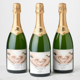 Elegant Script Foto Bruiloft Persoonlijk Sparkling Wijnetiket
