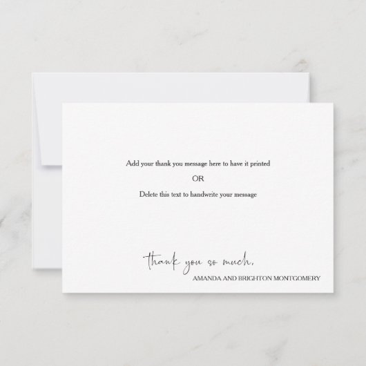 Elegant script foto bruiloft plat notitiekaartje (Achterkant)